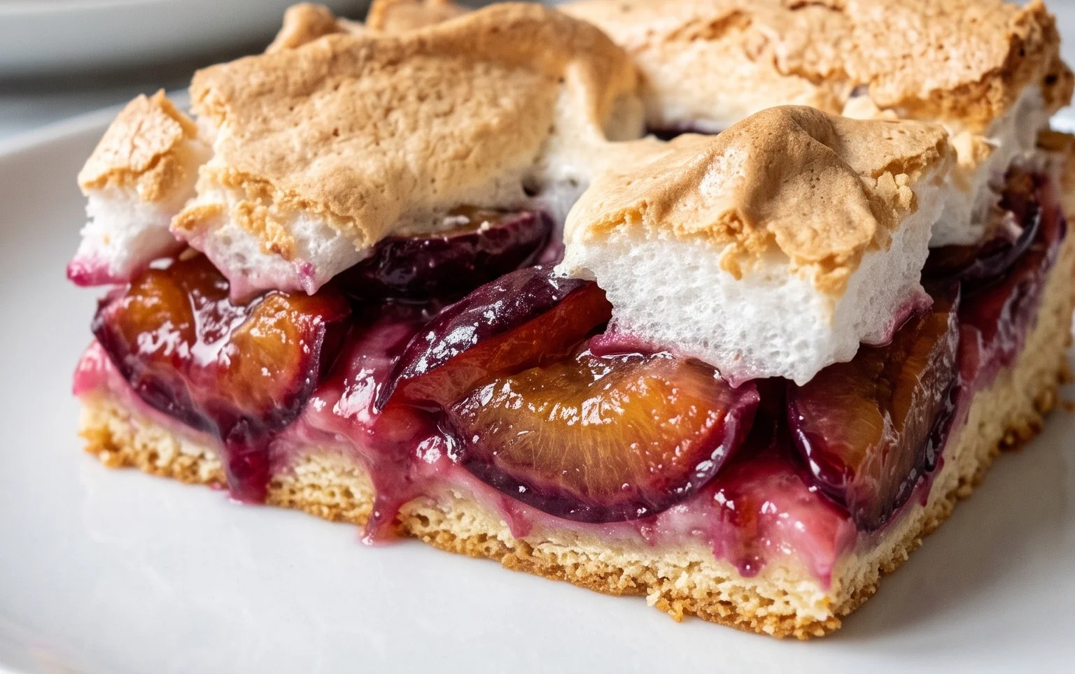 Polnischer Zwetschgen Kuchen vom Blech mit Baiser